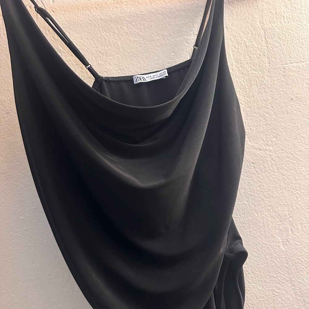 Zara Black Draped Cowl Neck Bodysuit – Size S - Picture 2 of 5